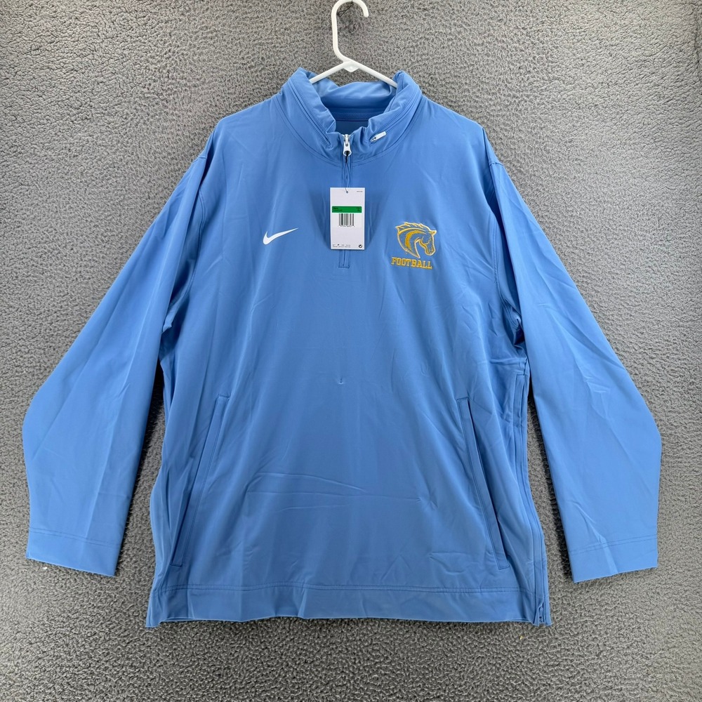 Nike Mens Football Quarter Zip Pullover Blue XL FJ9545-448 Mascot Logo Jacket